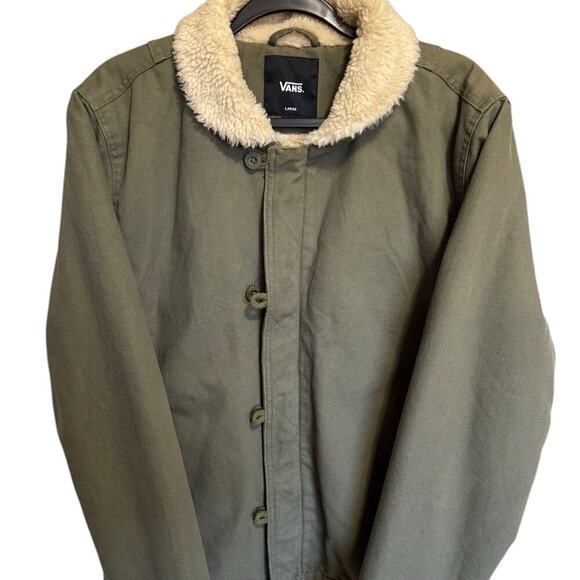 Vans Alamitos Thick Sherpa Lined Jacket In Olive Green Size Large - Picture 4 of 10